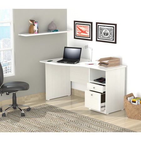 Inval Desk, 29.5 in D, 55 in W, 31.5 in H, Laminate, Laricina White, Melamine ES-3403
